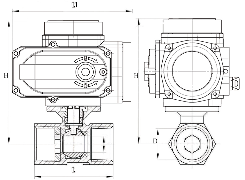 Q911F-16P電動二片式球閥結構圖.jpg Q911F-16P電動二片式球閥結構圖.jpg
