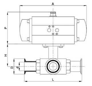 氣動衛(wèi)生級三通球閥(圖1)