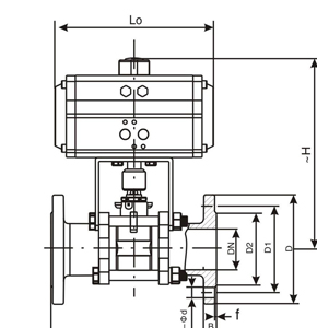 Q641F氣動(dòng)三片式法蘭球閥(圖1)