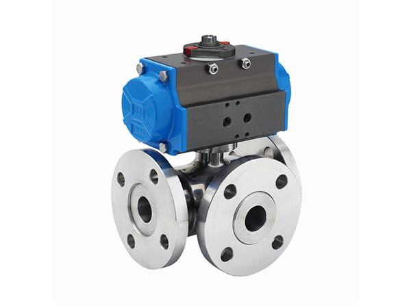 Q644F氣動法蘭三通球閥