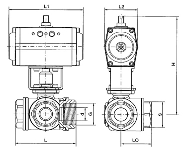 Q614F氣動(dòng)螺紋三通球閥(圖2) Q614F氣動(dòng)螺紋三通球閥(圖2)