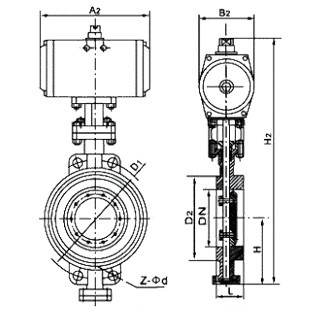 D673H氣動(dòng)對(duì)夾式硬密封蝶閥(圖1)
