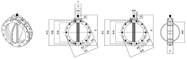 氣動(dòng)粉塵蝶閥(圖2) 氣動(dòng)水泥蝶閥結(jié)構(gòu)圖