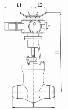 Z960Y電動高壓閘閥外形結(jié)構(gòu)圖 Z960Y電動高壓閘閥(圖1)