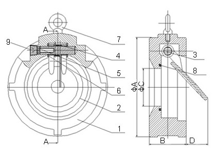 H74W對夾式單瓣止回閥(圖1) H74W對夾式單瓣止回閥(圖1)
